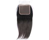 Virgin Brazilian Straight Hair Closure 4X4 Free/Middle/Three