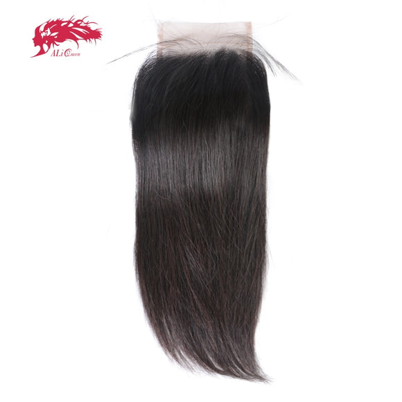 Virgin Brazilian Straight Hair Closure 4X4 Free/Middle/Three