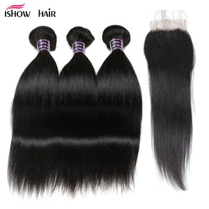 Non-Remy Brazilian Straight Hair Bundles with Closure